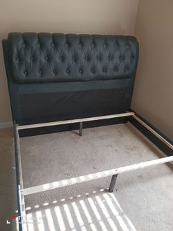 Queen size bed frame leather