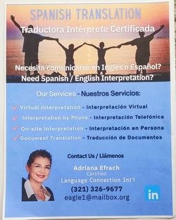 Spanish-English interpretation & translation services.