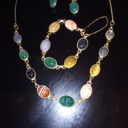 1940s Egyptian Scarab Set Beautiful Vintage