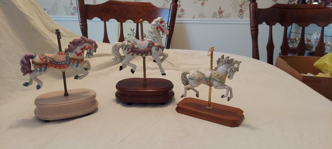 3 Medium Size Carousel Horses