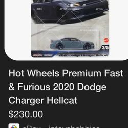 F&F Hotwheels Premium Hellcat Charger 