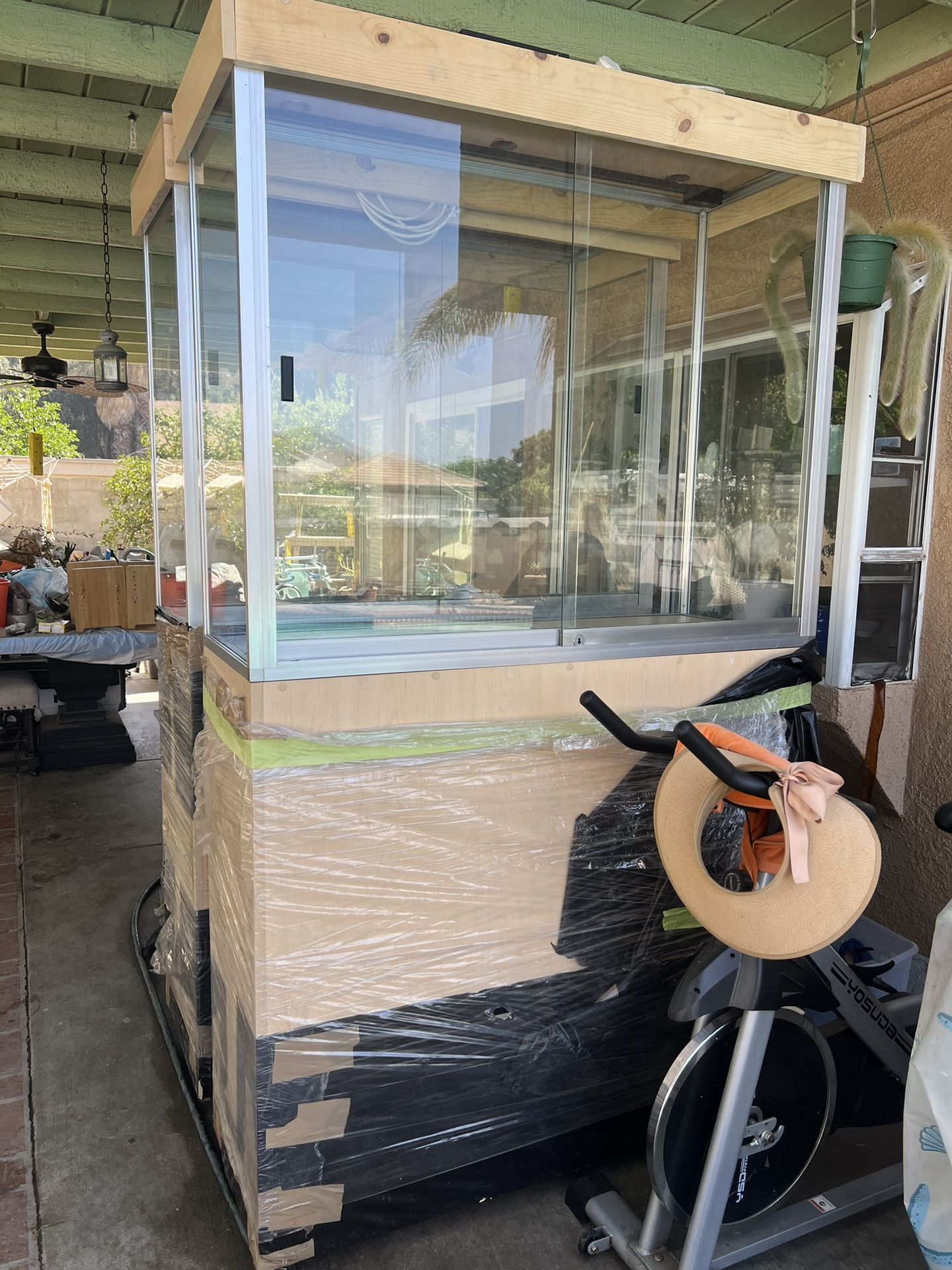 Large Glass Display Cases – Wood Base – Sliding Doors – Light Setup Included