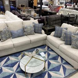 New🥳$10 Down Payment Finance ⛲Traemore Linen Living Room Set▪️# Sofa # Loveseat # Couch # Living Room Set Options Available