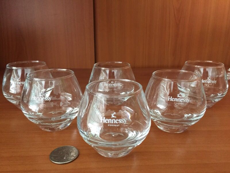 6 Hennessy Snifter Glasses