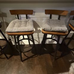 Wood Adjustable Height Swivel Barstools