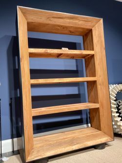 Tabor Natural Wood with Oak Frame Bookcase In Brown