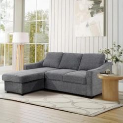 Coddle Aria Fabric Sleeper Sofa with Reversible Chaise and Storage,GRAY