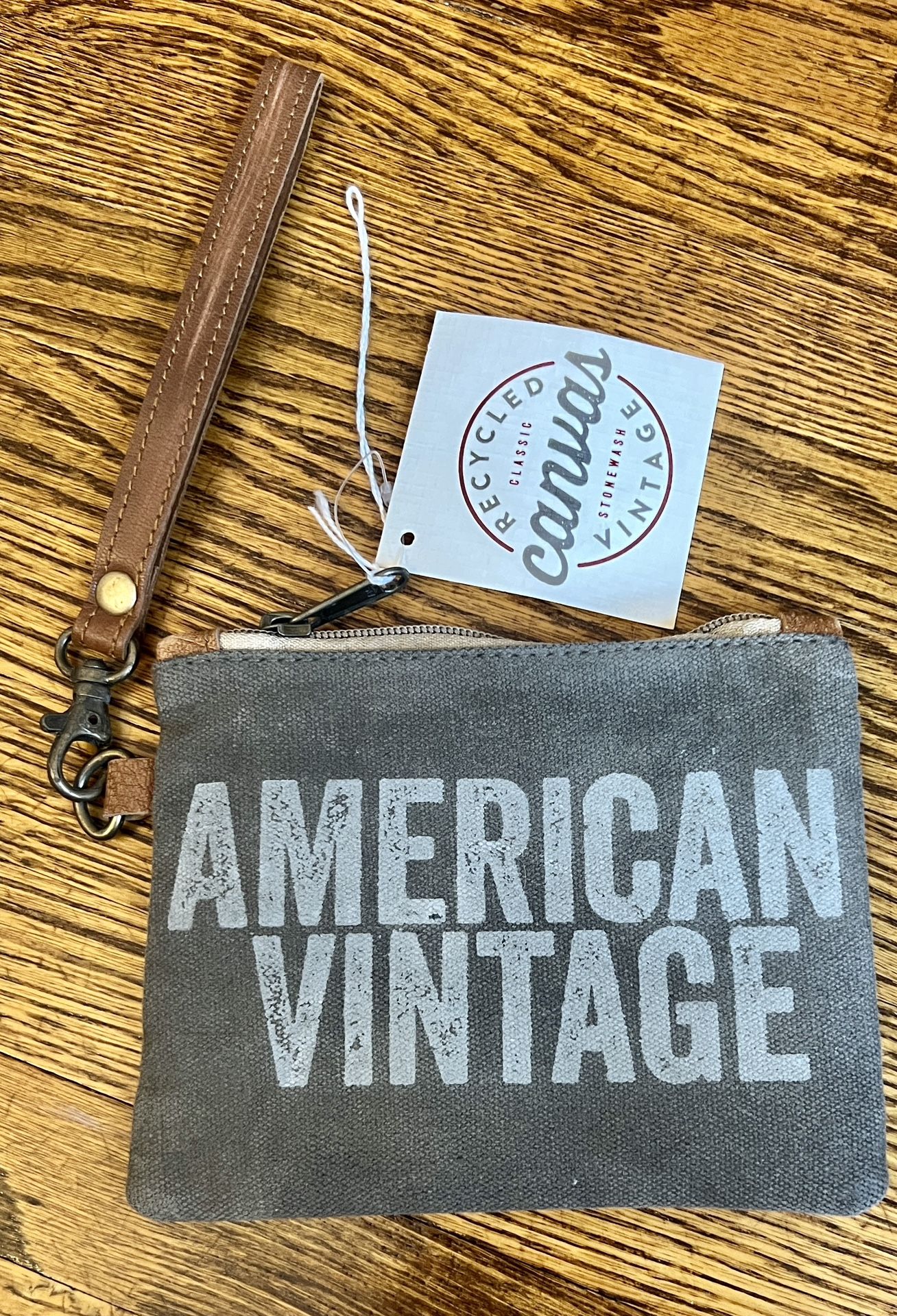 Recycled American Vintage Classic Stonewash Canvas wristlet bag NWT