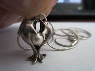 18" silver necklace with dolphin pendant, 925.