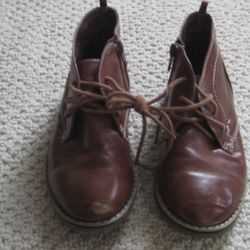 Wonder Nation boy’s faux leather boots, size: 1, color: brown