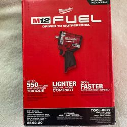 MILWAUKEE M12 FUEL 12V Lithium-Ion Brushless Cordless Stubby 3/8 in. Impact Wrench (Tool-Only)