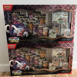 (2) Pokemon TCG Paldean Fates Great Tusk Iron Threads Ex Premium Collection