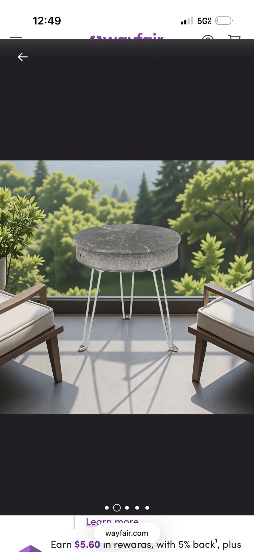 Sequin End Table Music Coffee Table with Bluetooth Speaker