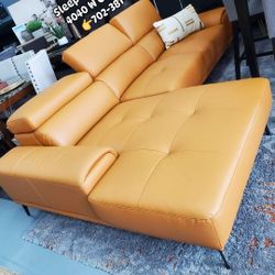 🙋‍♂️Modern Leather Sectional 👉 Furniture Sectional, Queen Bedrooms, Dining Table Sets, Bunk Beds Avail 