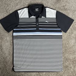 #2035 Puma Men's YD Stripe Golf Polo Shirt Sz M