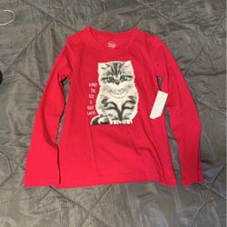 NEW Girls Long Sleeve Tee W/Sparkling Kitten 