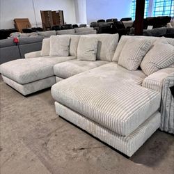 Lindyn Ivory 3 Piece Double Chaise Sectional
