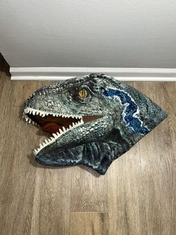 Jurassic World Dan Dee Big Greeter Head Blue Dinosaur Velociraptor Costume Mask