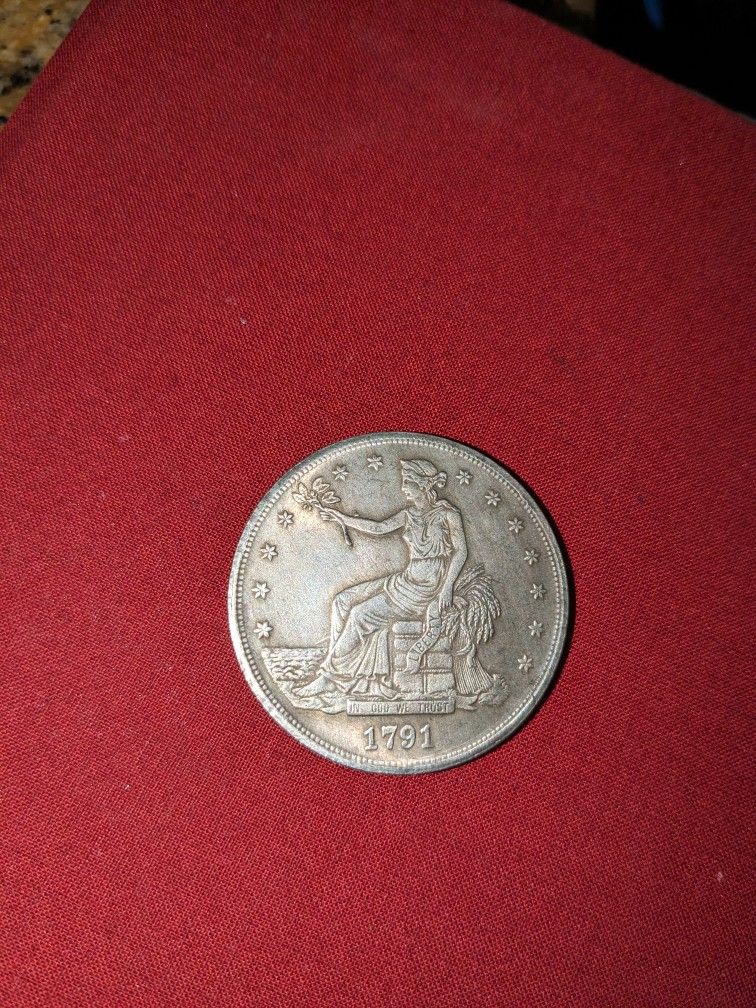 1791 Silver Trade Dollar USA liberty in god we trust replica coin