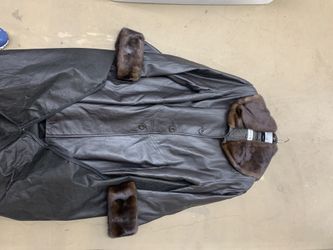 Leather Coat With Fur Trim