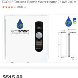 Ecosmart Electric Tankless Water Heater 27kw 240V