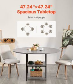 Round Dining Table with Storage Shelves