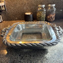 Vintage pewter casserole dish holder