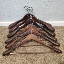 Natural Wood Suit Hangers 6 Pack