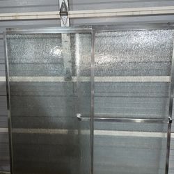 Framed Rain glass Sliding Bathtub Door