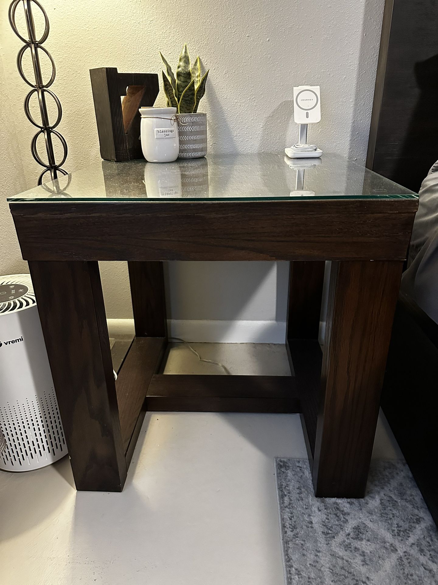 End Table with Glass Top