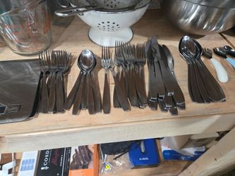 Stainless Steel Flatware Set, Dinner Forks, Salad Forks, Knives, Dinner Spoons, Teaspoons