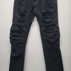 Black Skinny Distressed Jeans Men Size 32/32