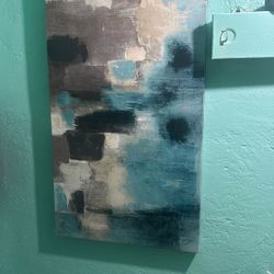 Wall Art Blue Painting Print Framed 