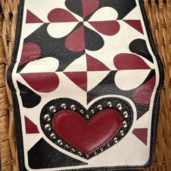 Brighton Leather Black/Red Color Heart Zip Wallet