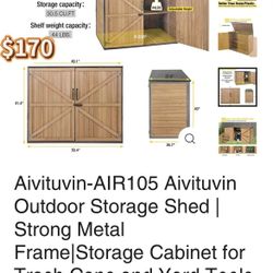 😀 Aivituvin-AIR105 Aivituvin Outdoor Storage Shed | Strong Metal Frame|Storage Cabinet for Trash Cans and Yard Tools 4.2 ft. x 2.3 ft.