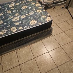Full Size Bed Plastic On Box Spring  Like New With Frame