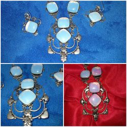 Moonstone Necklace Earrings Set