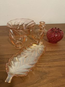 Fostoria Fairfax Pink Depression Glass And Fenton Cranberry Glass