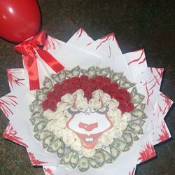 Halloween Money Bouquet roses Basket Spooky Boo Arrangement