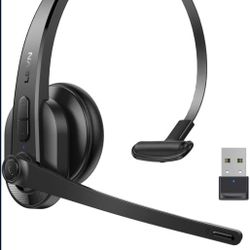 LEVN Wireless Headset, Bluetooth Headset with Microphone AI Noise Canceling & Mute Button, 35Hrs On-Ear Bluetooth Headphones with USB for Call Center/