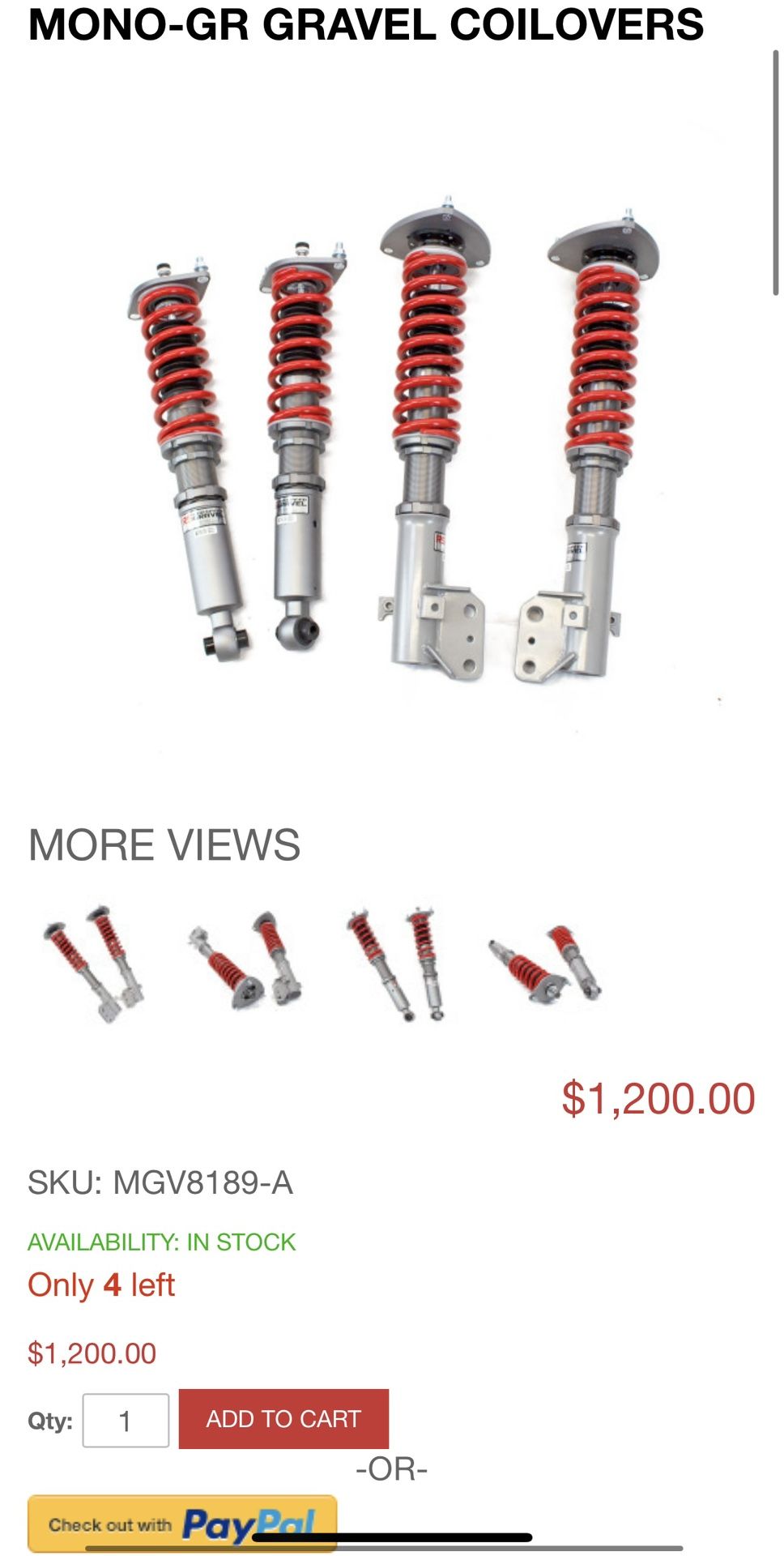 (Open Box) GODSPEED MONO-GR GRAVEL DAMPER COILOVERS LIFT-KIT STRUT SHOCK SUSPENSION FOR SUBARU FORESTER SJ 14-18 / CROSSTREK 13-17