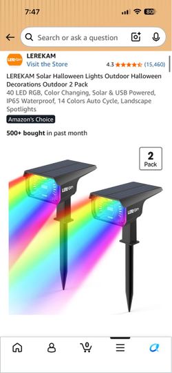 LEREKAM Solar RGB Landscape Spotlights 2 Pack
