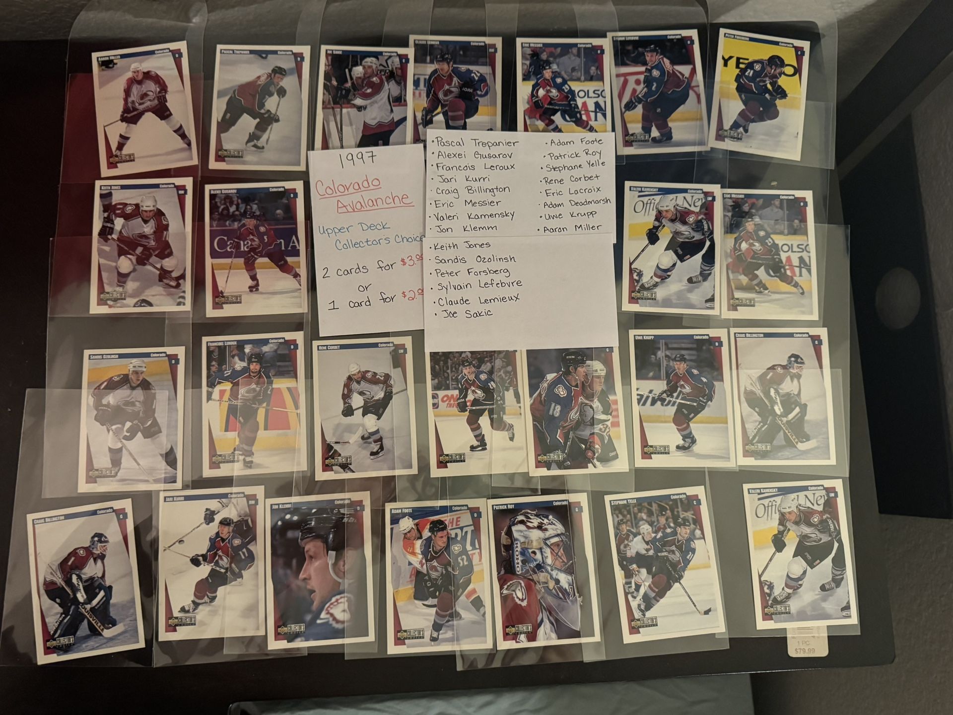 Vintage 1997 Colorado Avalanche Hockey Trading Cards Collection