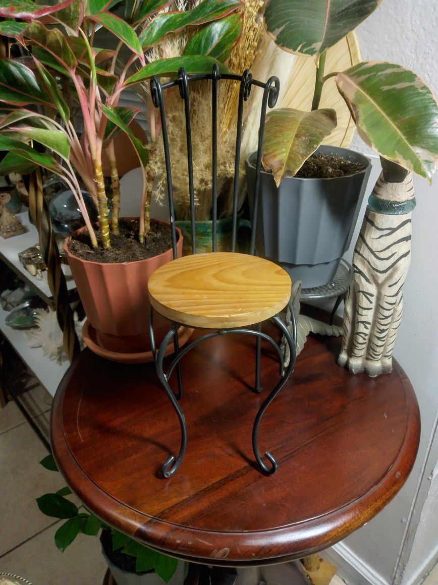 Cast iron And Wood Chair For Plant Or Dolls