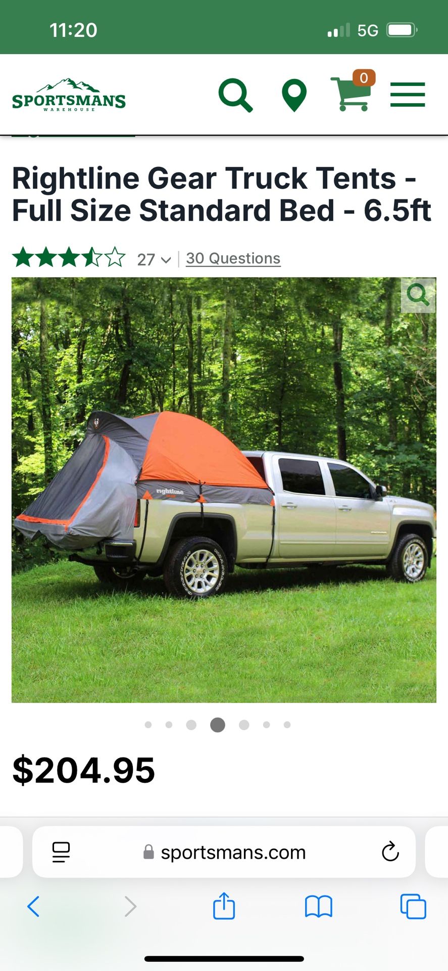 Rightline Gear Truck Tent - 6.5 Ft & Air Mattress