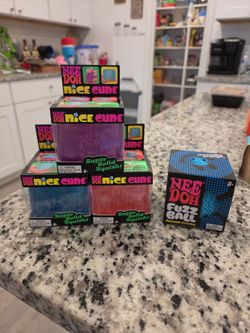 Nee Doh Nice Cube Stress Toy and Fuzz Ball– Lot of 4