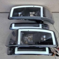 99-06 Gmc Sierra Yukon LED DRL Headlights Luces Micas Calaveras Faros Faroles Focos Headlamps 