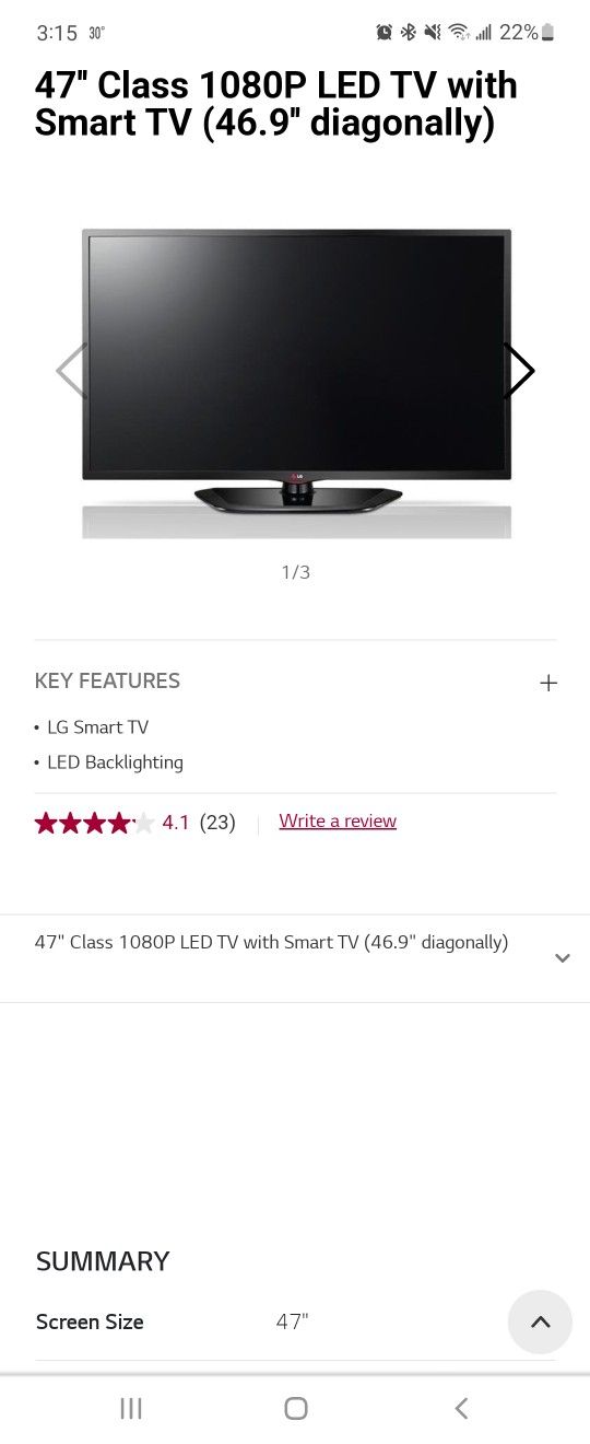 50" 1080p LED Smart Tv LG