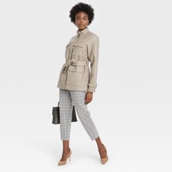 A New Day Womens Faux Leather Anorak Jacket Beige 