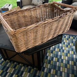 Chunky Rectangle Wicker Basket Wood Handles 26”L X 15”